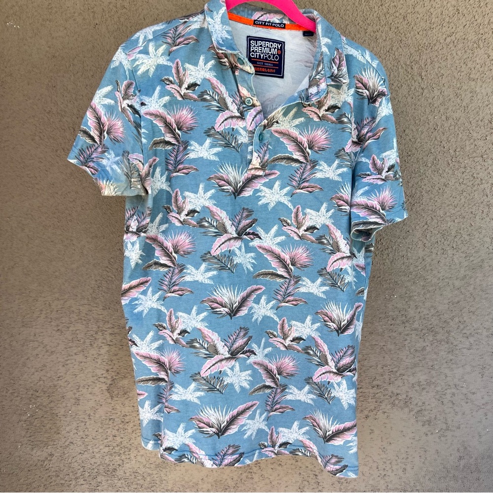 Superdry Men’s Short Sleeve Floral Print Polo Shirt Small